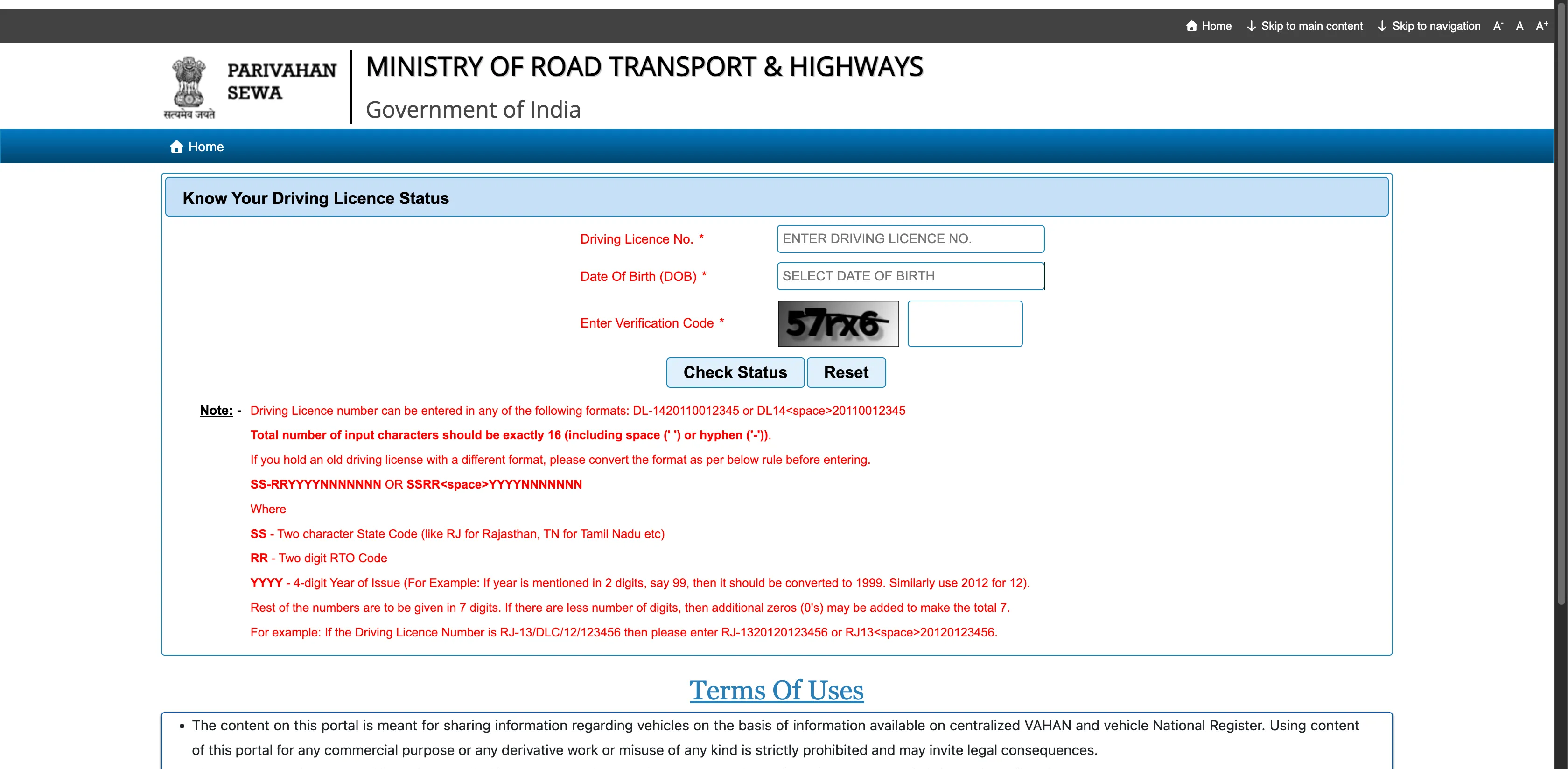 Step-by-step guide to checking your Driving Licence (DL) application status online on the official Sarathi Parivahan portal India