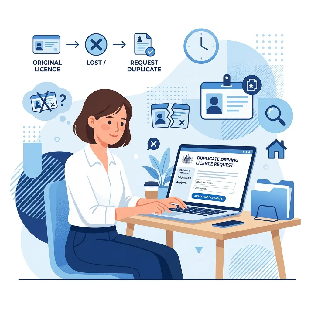 Person applying for a duplicate driving licence online on laptop